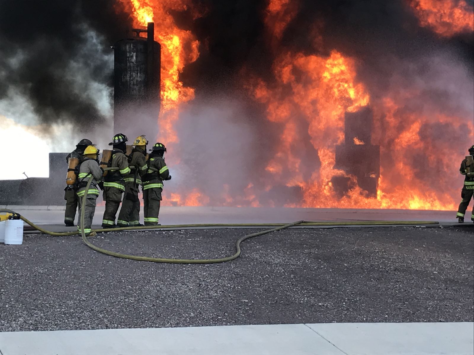 Laguna Fire Department puts out the flames of burning buildings